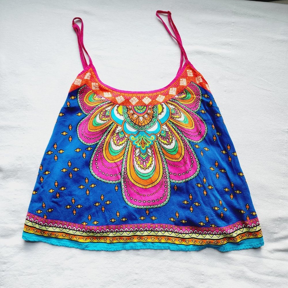 Sleeveless crop colorful scarf tank top